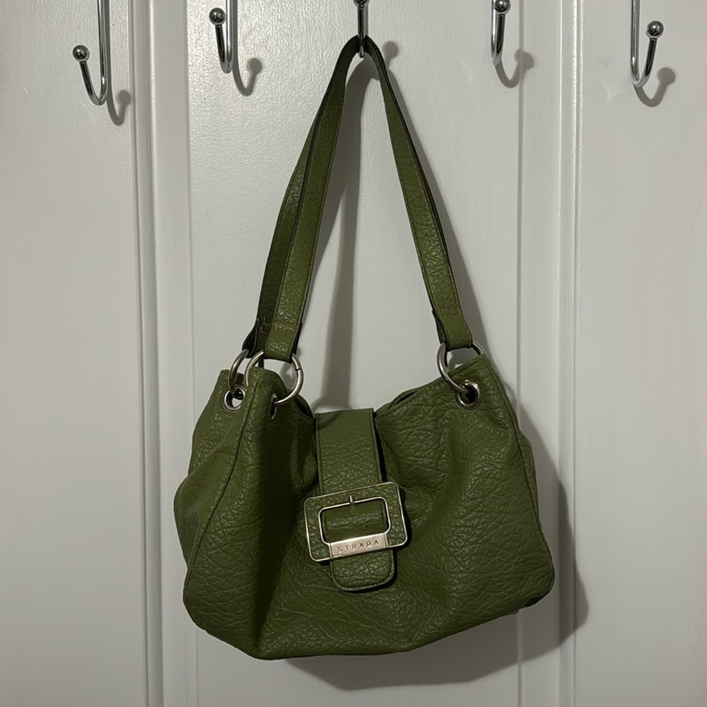 vintage green buckle shoulder bag